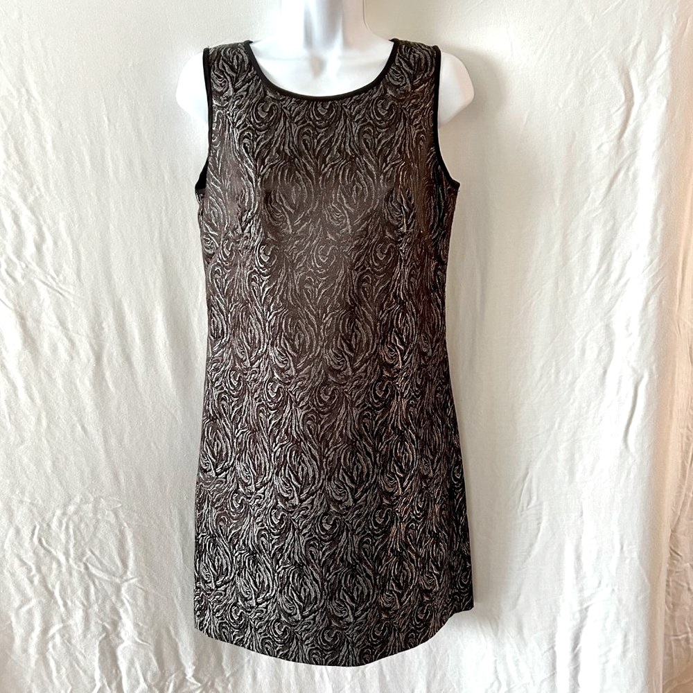 Nine West Black/Silver Metallic Sheath Dress Size 2 NWOT